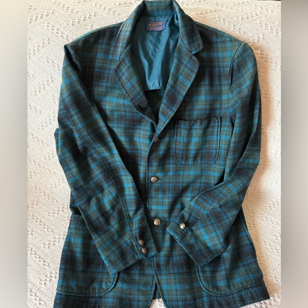Pendleton Blue and Green Plaid Shirt Jacket